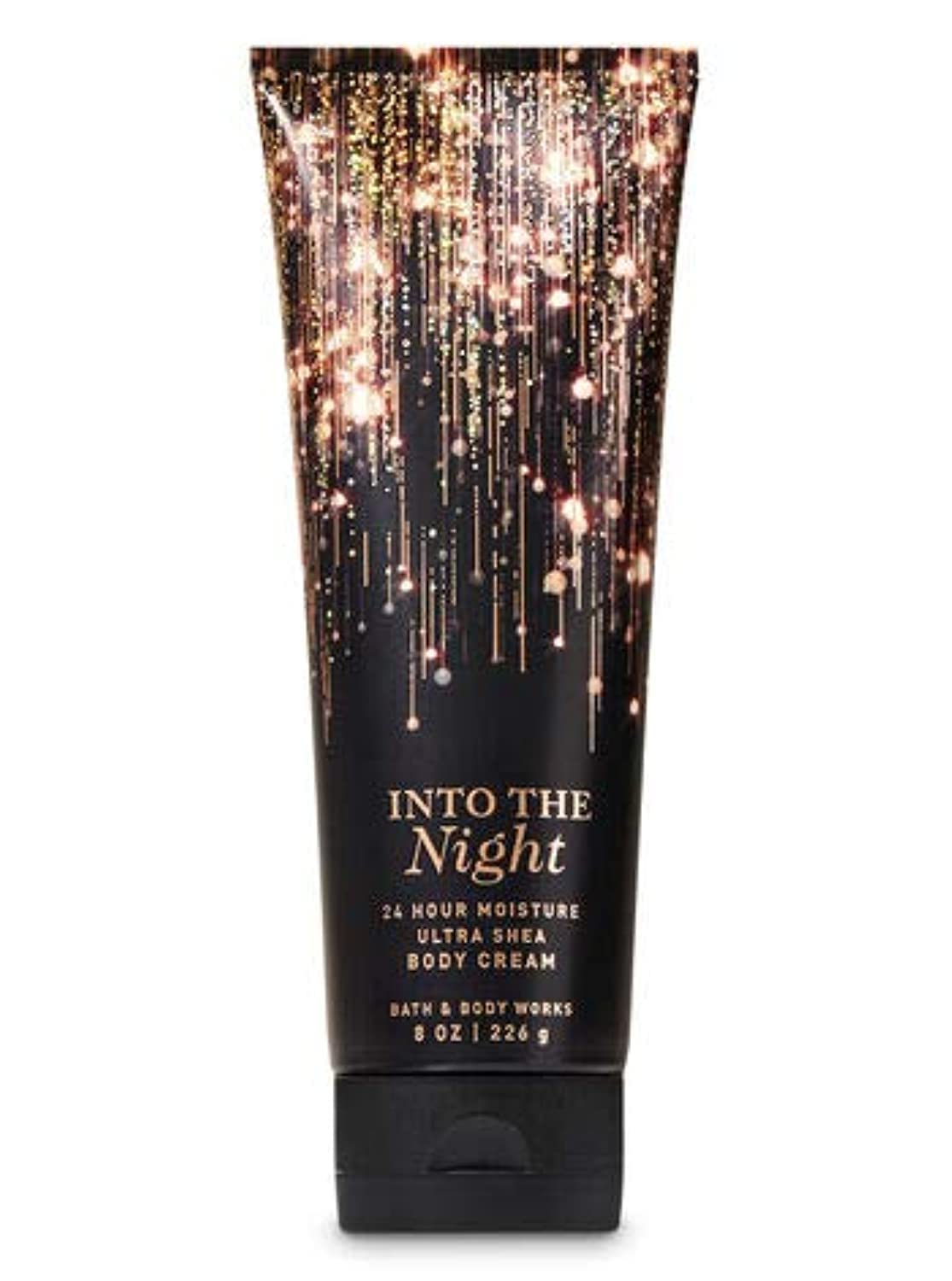 Bath & Body Works Into The Night front jar showing label and size, conveys luxurious hydration