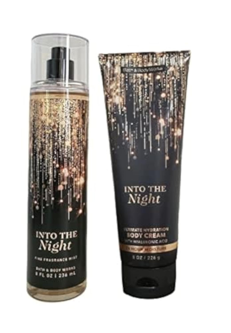 Bath & Body Works Into the Night front packaging showing mist and cream, evoking evening confidence