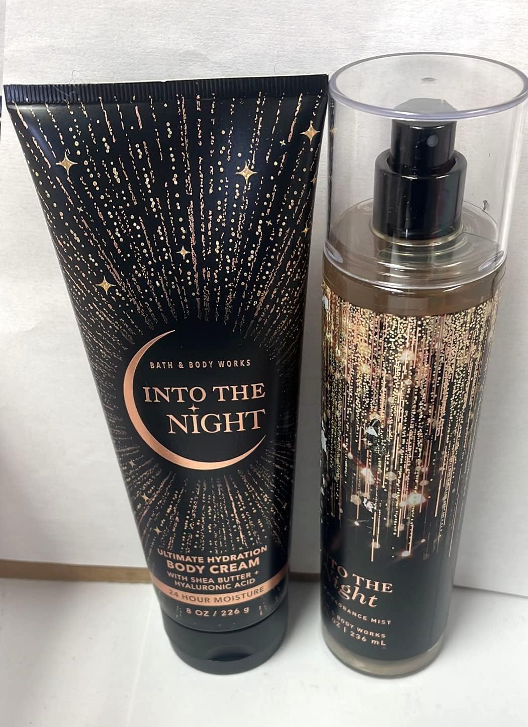 Bath & Body Works Into the Night cream texture close-up, showing rich shea hydration and scent payoff