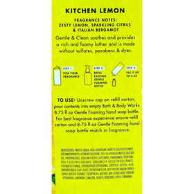 Bath & Body Works Kitchen Lemon foaming soap dispensed into hand, demonstrating creamy lather and gentle cleansing benefit