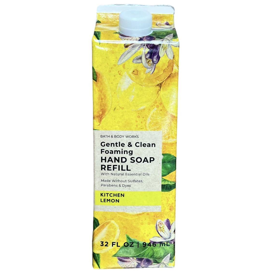 Bath & Body Works Kitchen Lemon refill bottle front view showing label and size for easy identification and refill convenience