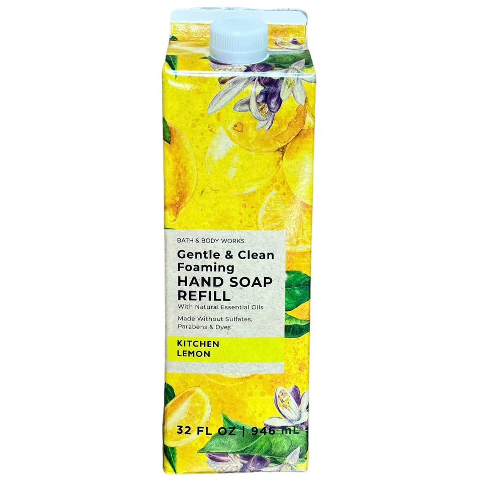 Bath & Body Works Kitchen Lemon refill bottle front view showing label and size for easy identification and refill convenience