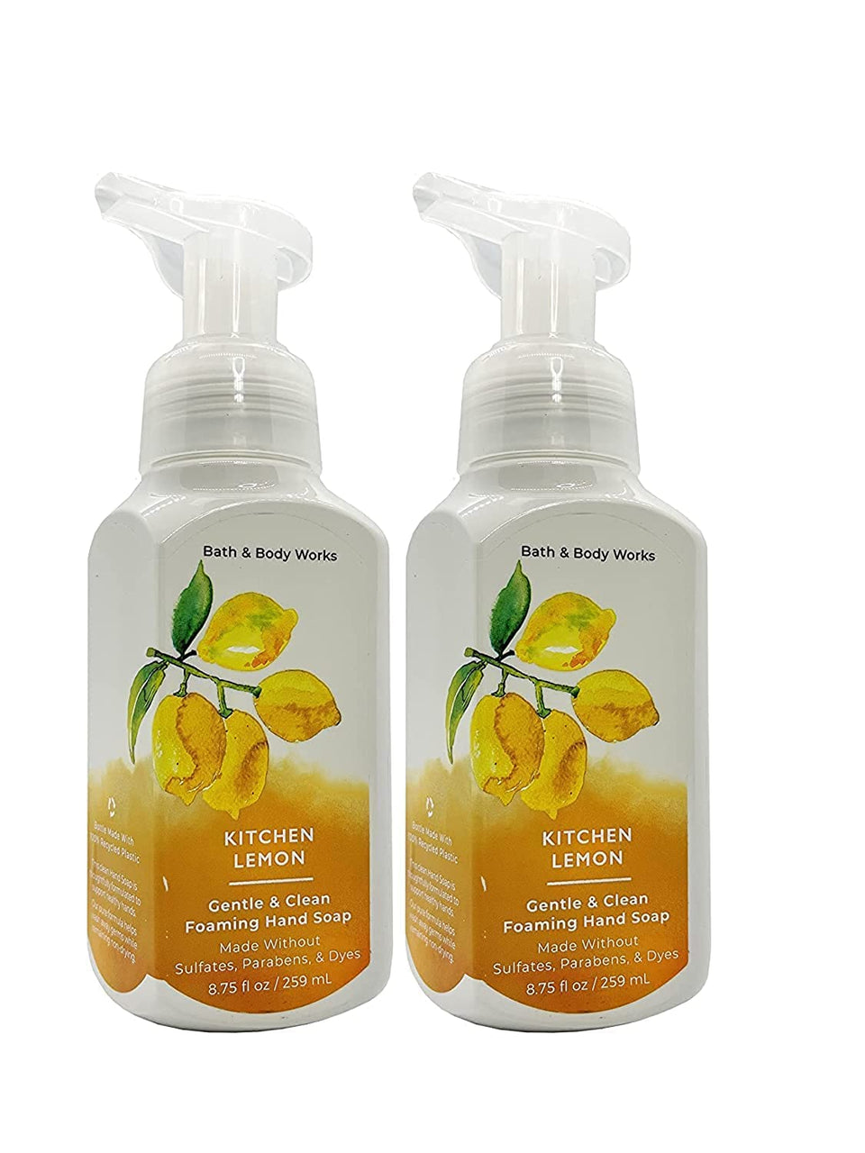 Bath & Body Works Kitchen Lemon front packaging showing recycled bottle and bright citrus scent