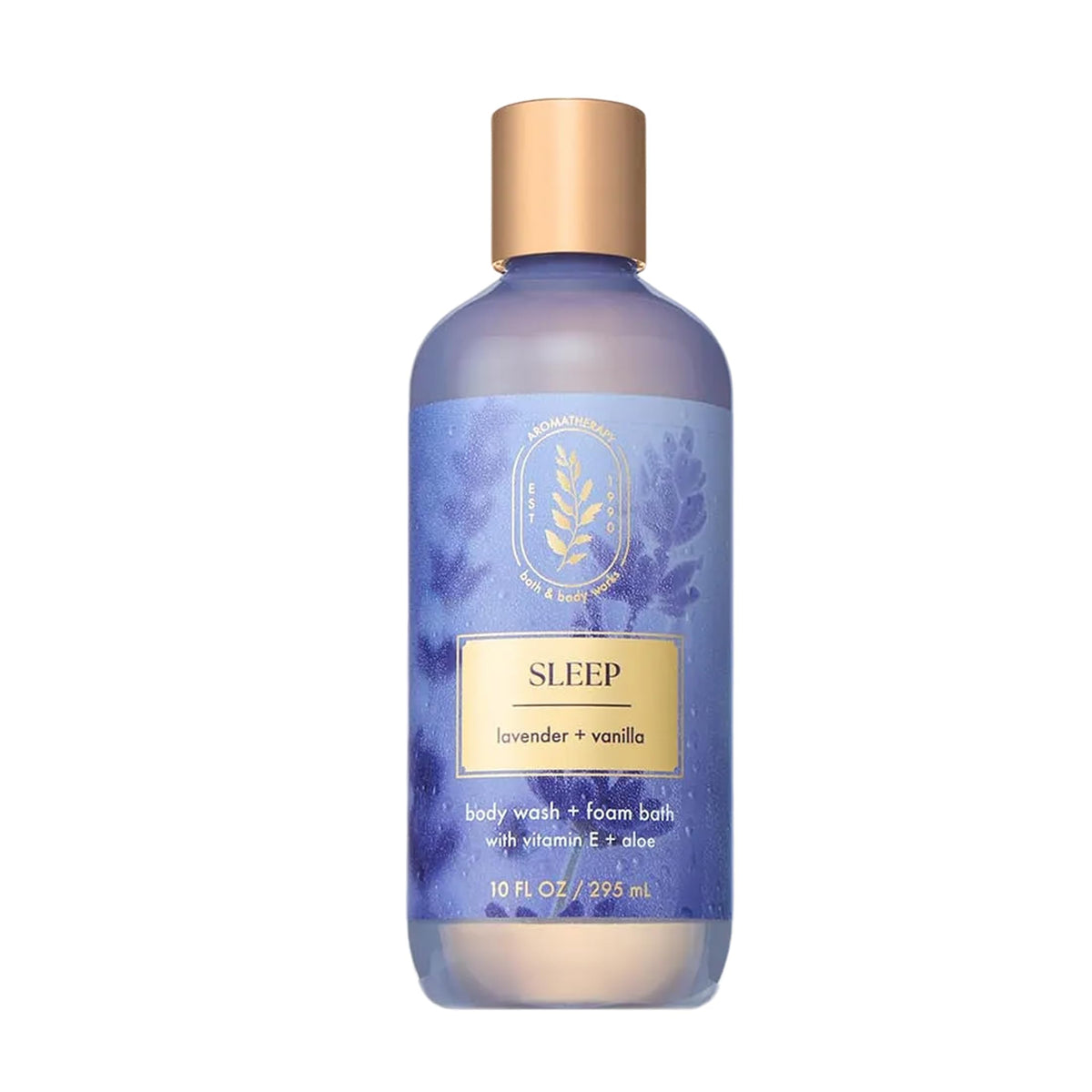 Bath & Body Works front packaging showing lavender vanilla label and 10 fl oz size benefit
