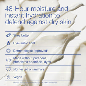 Bath & Body Works ingredients label close-up highlighting shea butter and hyaluronic acid benefits