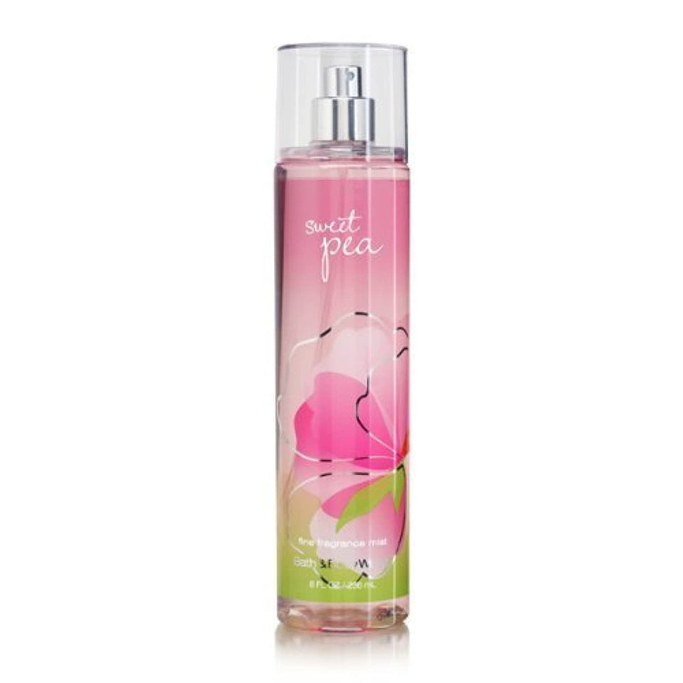 Bath & Body Works Sweet Pea front packaging showing bottle and label, clear view and attractive presentation