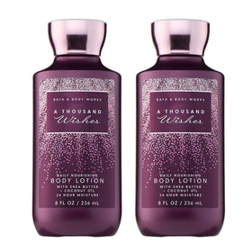 Bath & Body Works front packaging showing lotion tubes and festive label benefits