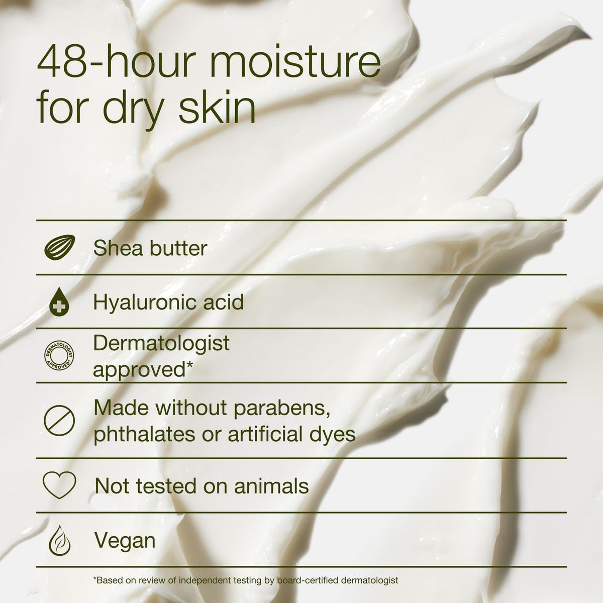 Bath & Body Works label close-up highlighting shea butter and hyaluronic acid benefits