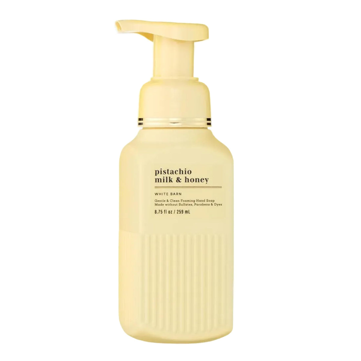 Bath & Body Works front bottle showing pistachio milk honey scent and inviting pump
