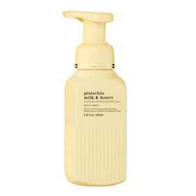 Bath & Body Works front bottle showing pistachio milk honey scent and inviting pump