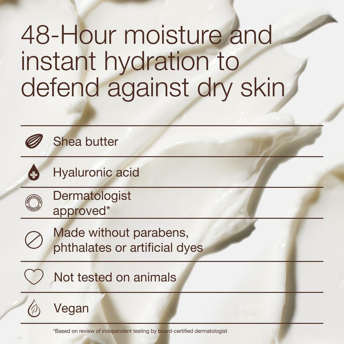 Bath & Body Works cream being applied to forearm for instant smoothness benefit