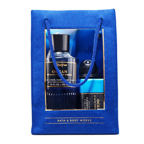 Bath & Body Works front packaging showing Ocean gift set and clear presentation benefit
