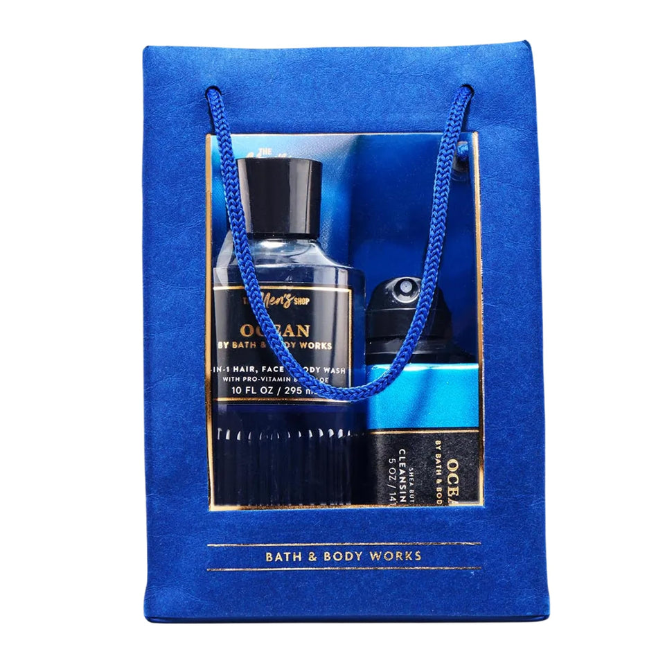 Bath & Body Works front packaging showing Ocean gift set and clear presentation benefit