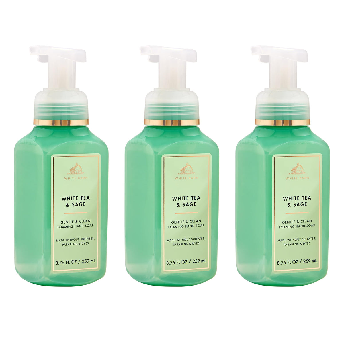 Bath & Body Works front packaging showing the white tea and sage label and benefits