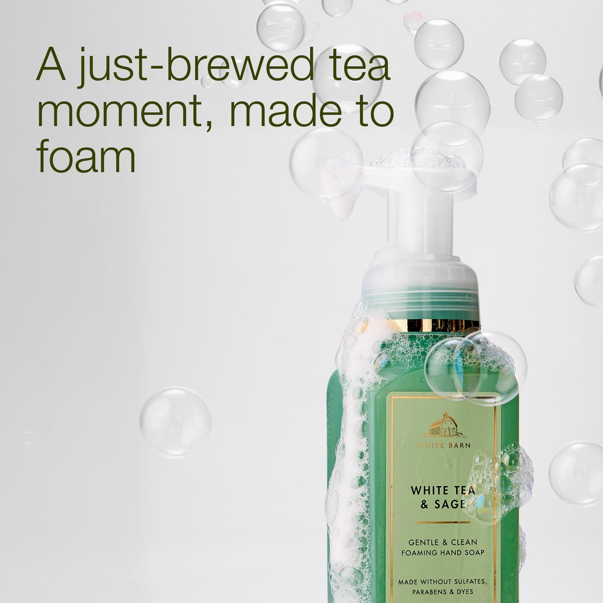 Bath & Body Works pump close-up dispensing gentle foam for easy use