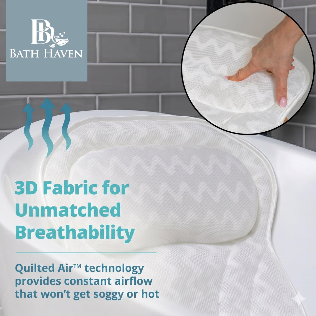 Bath Haven close-up of air-mesh quilt highlighting breathable fabric