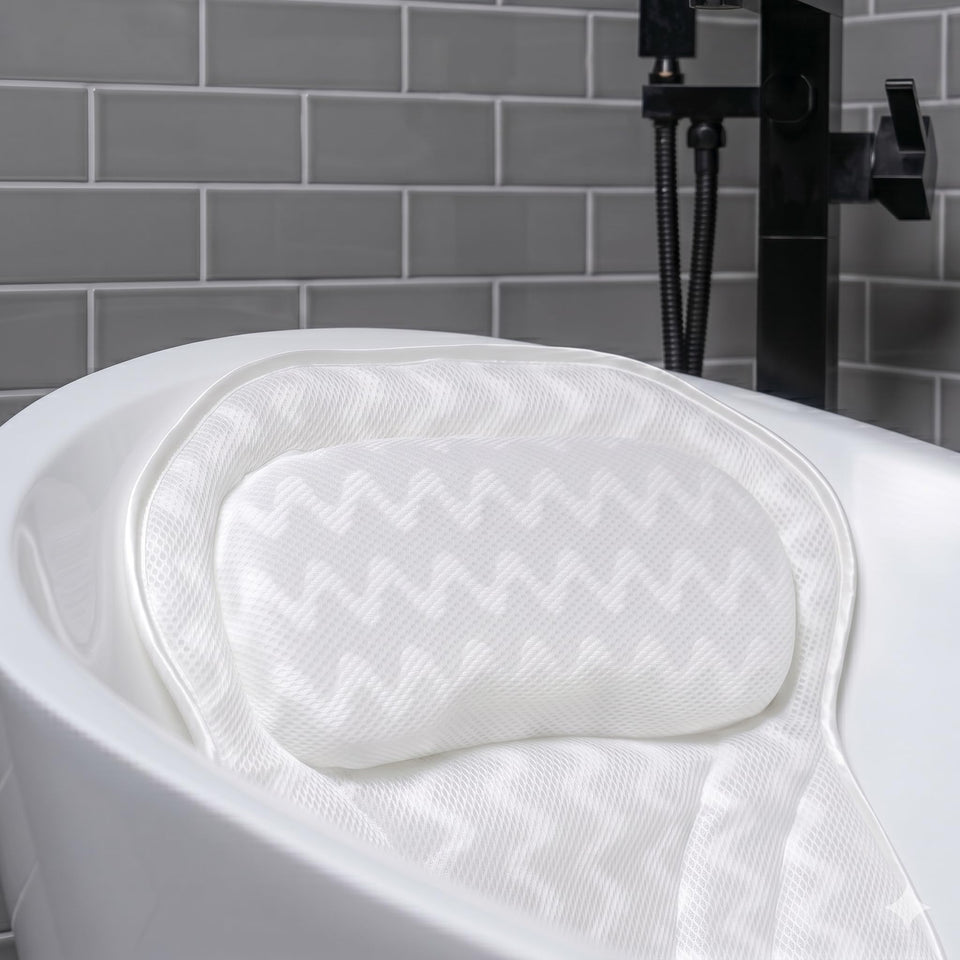 Bath Haven front view of deluxe pillow showing full size and comfort