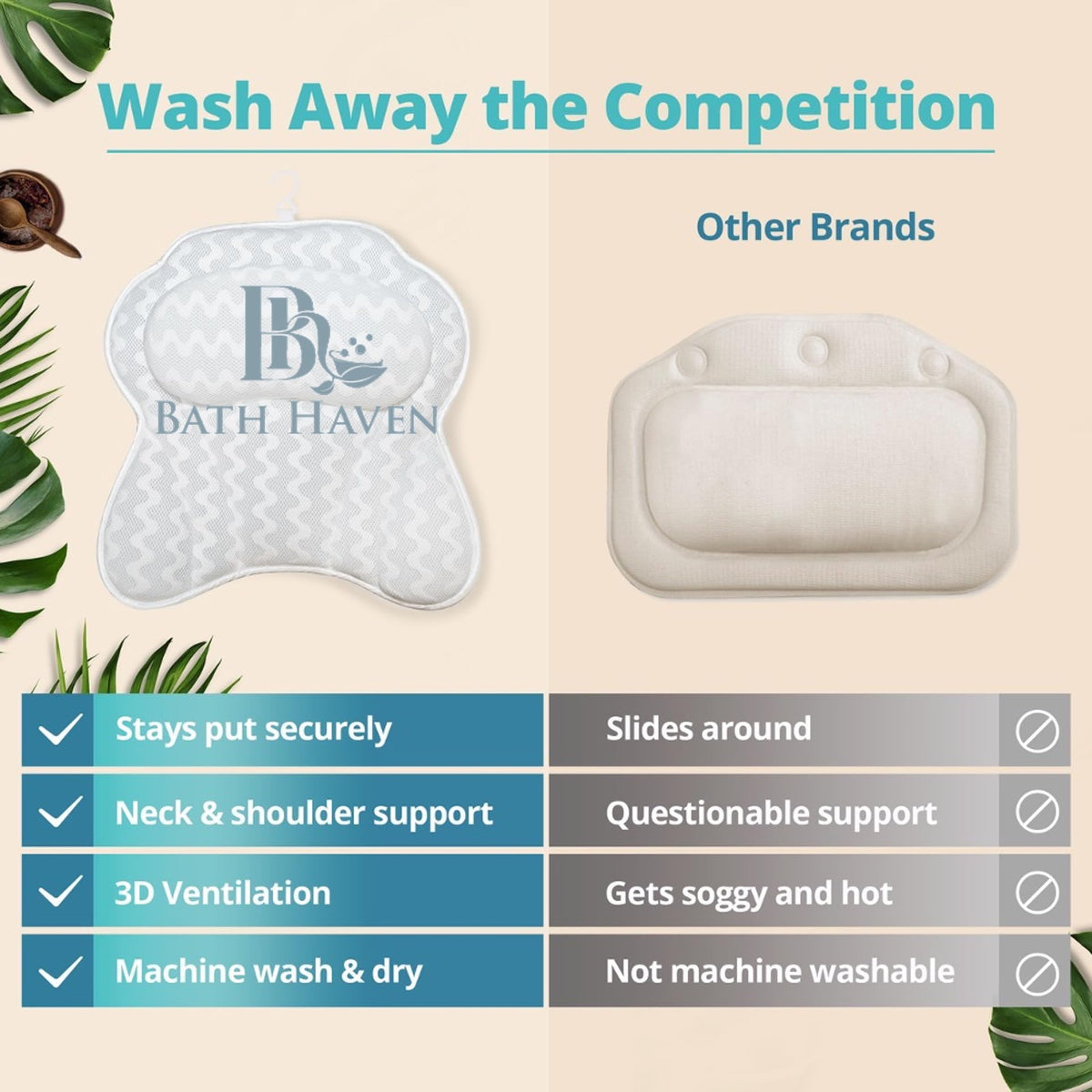 Bath Haven care tag illustrating machine washable convenience