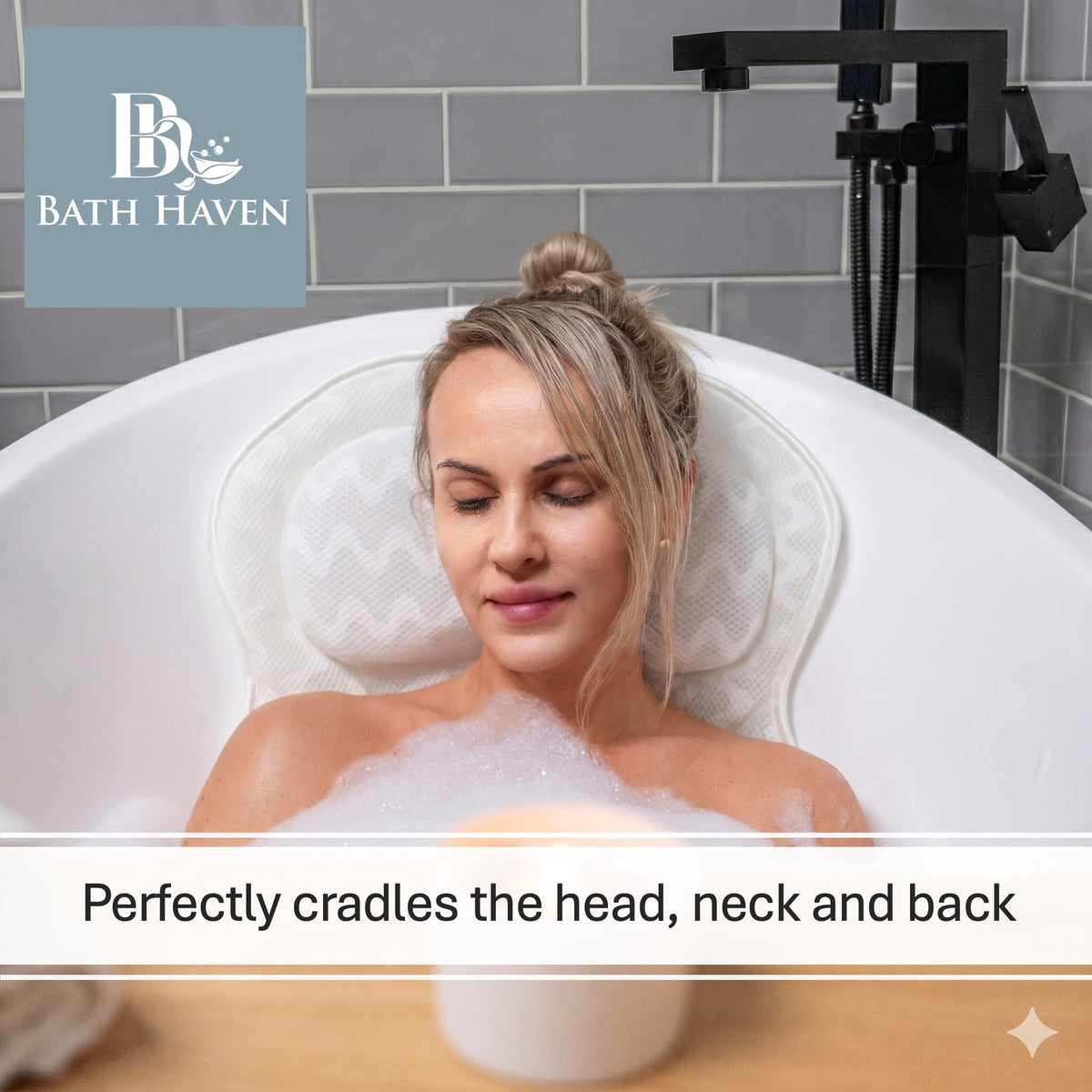 Bath Haven side profile showing 3.5 inch head thickness benefit