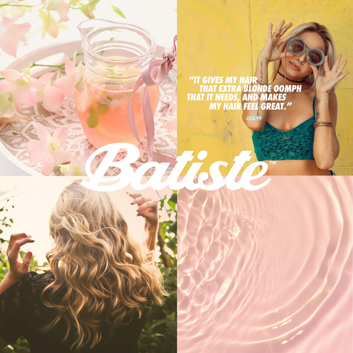 Batiste before and after blonde hair comparison with added volume