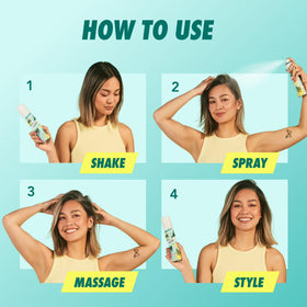 Applying Batiste at roots with fingers to demonstrate instant oil absorption