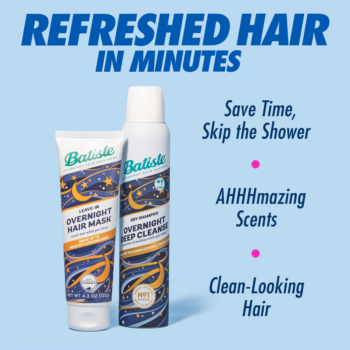 Applying Batiste to roots at night for refreshed scalp in morning