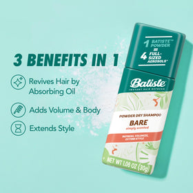 Batiste Bare blended finish on dark hair showing invisible coverage and volume