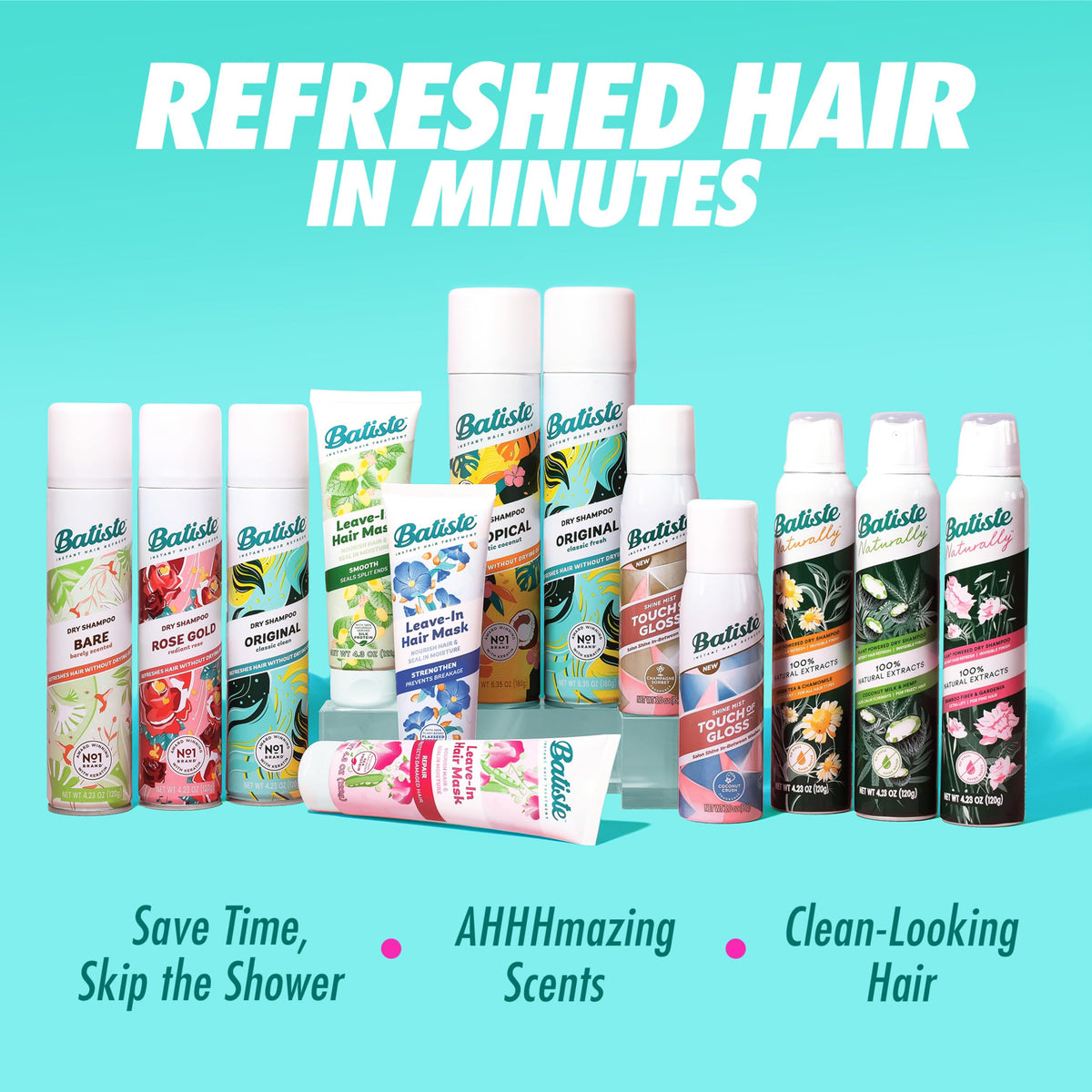Before and after hair shot with Batiste showing reduced oiliness