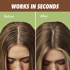Before and after roots with Batiste showing reduced oil and improved texture