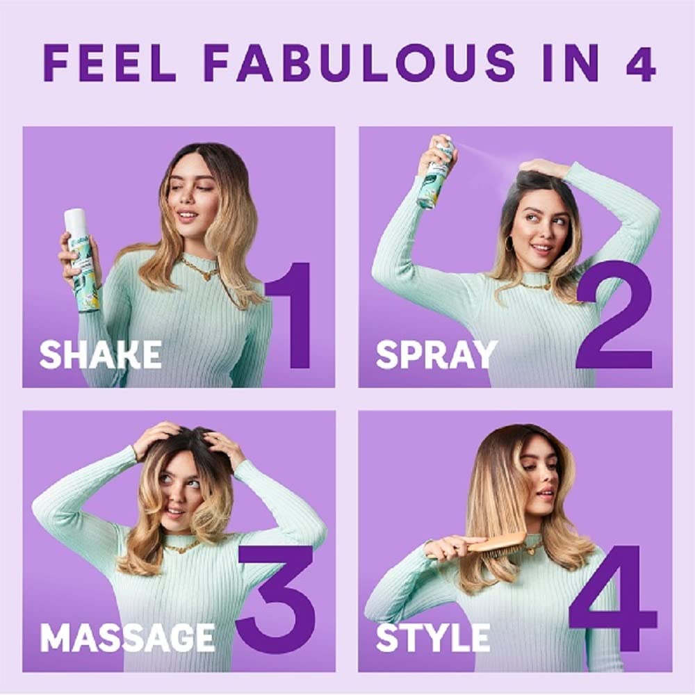 Batiste close-up of dry shampoo powder texture for effective absorption