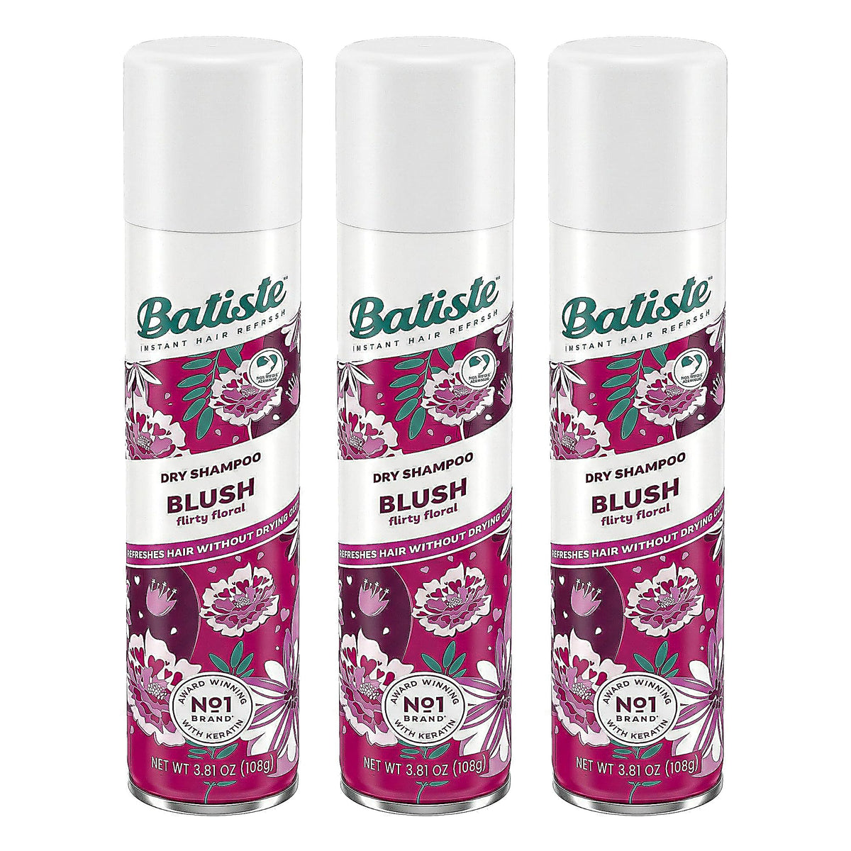 Batiste Blush front packaging showing floral can and branding with quick refresh benefit