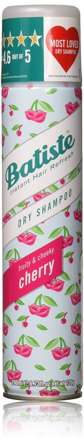 Batiste front packaging showing cherry dry shampoo and instant oil absorption benefit