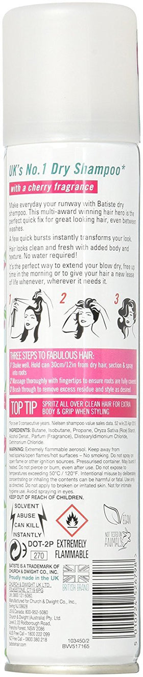 Batiste cherry spray closeup nozzle and mist demonstrating quick oil absorption