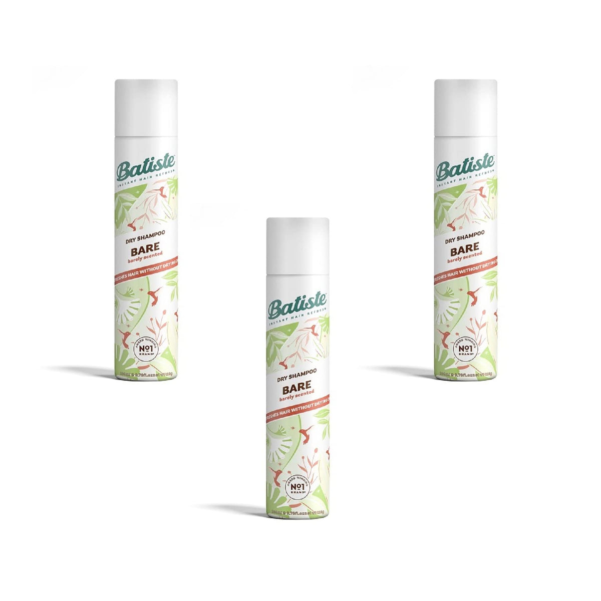 Batiste front packaging showing three Bare cans for instant refresh