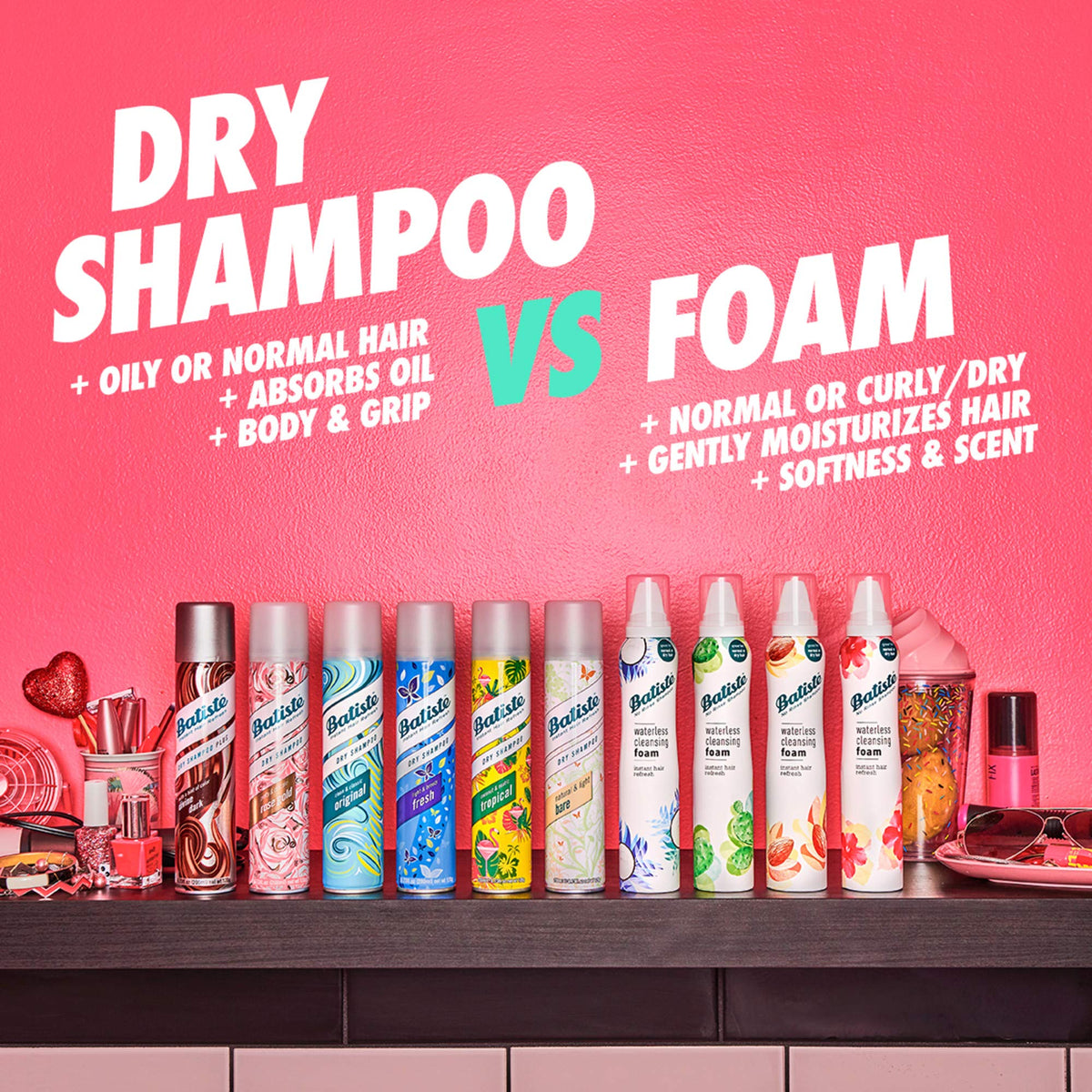Batiste foam dispensed into hand ready for fast use