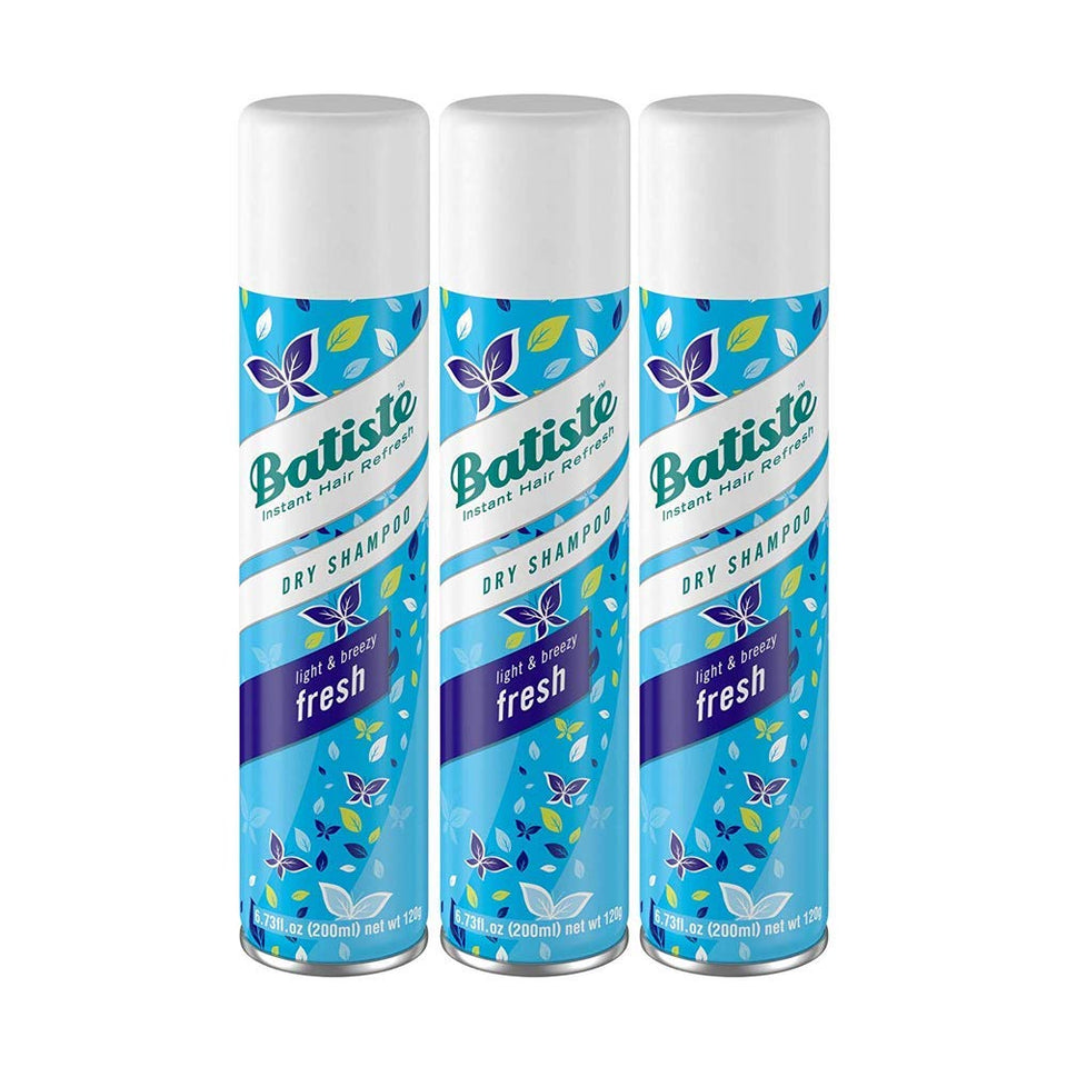 Batiste Fresh front packaging three-pack showing cans and label for convenient refresh