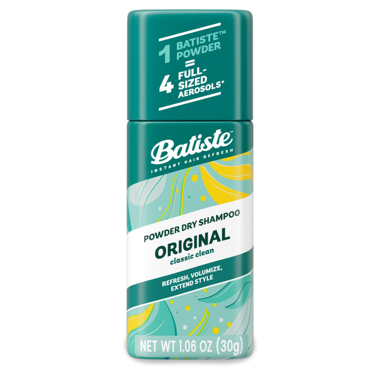 Batiste front packaging showing compact non-aerosol bottle and travel convenience