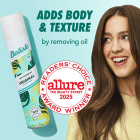 Batiste in a gym bag with styling tools highlighting on-the-go refresh benefit