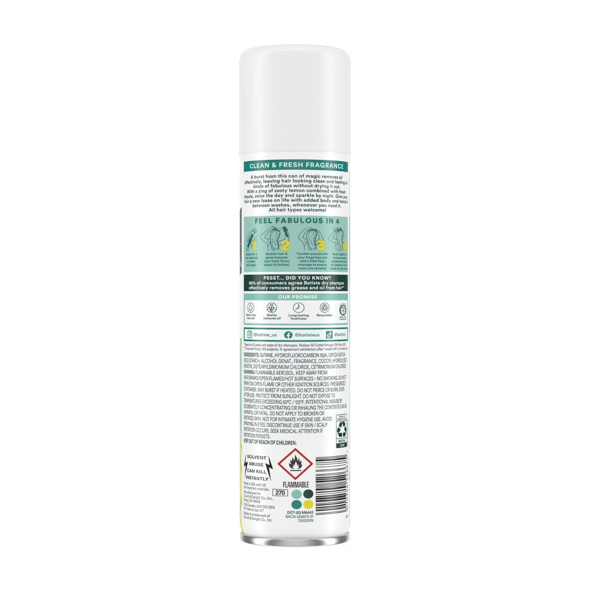 Batiste aerosol nozzle detail demonstrating even spray and efficient coverage