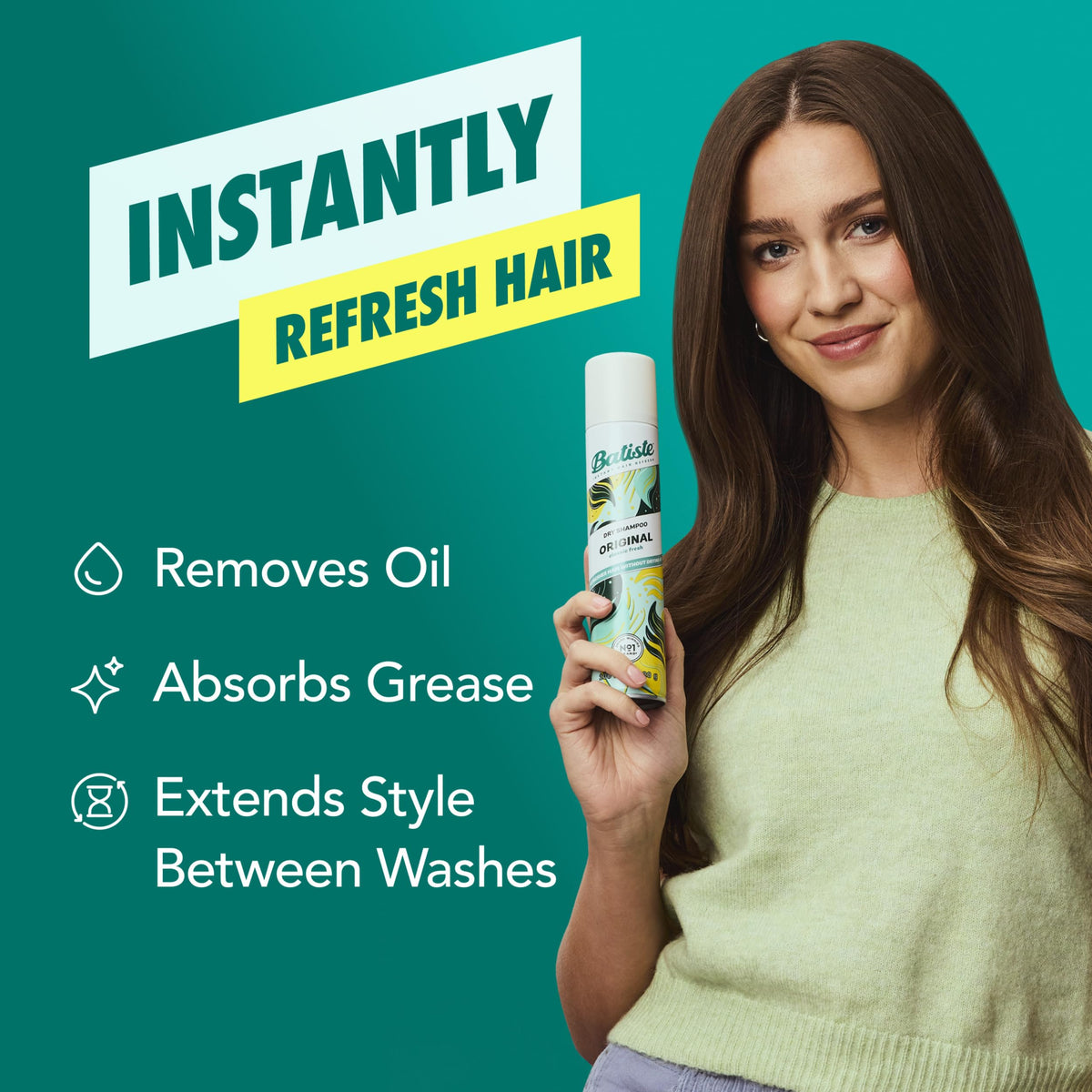 Batiste aerosol nozzle close-up highlighting easy precise application benefit