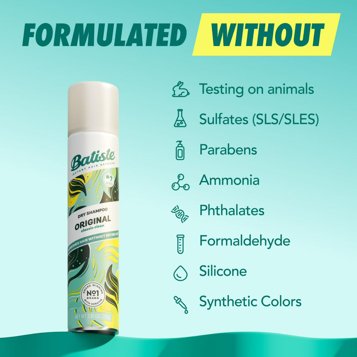 Batiste size with hand to show 3.81 oz travel-friendly portability