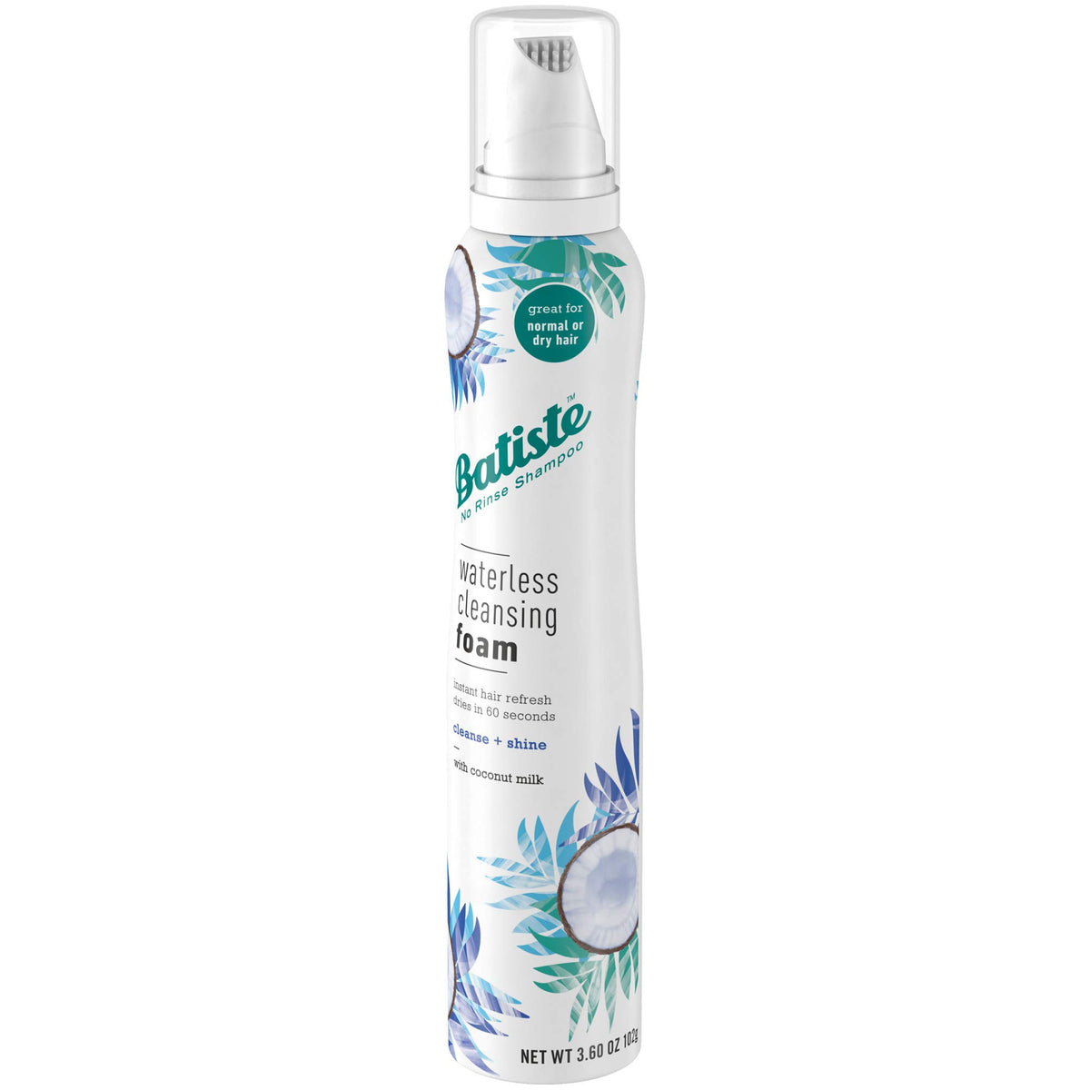 Batiste nozzle detail showing pump action benefit: controlled, no-mess dispensing