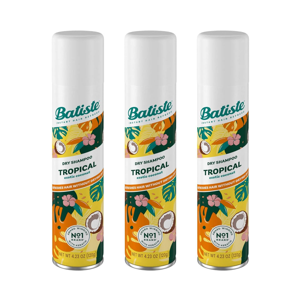 Batiste bottle front packaging showing tropical label and benefit