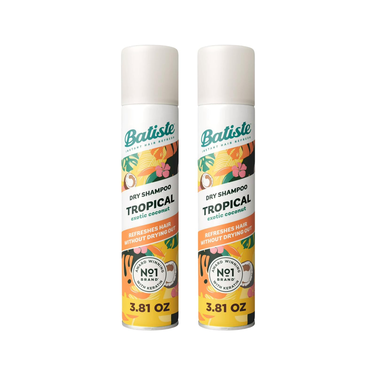 Batiste bottle front packaging showing tropical scent and refreshing benefit