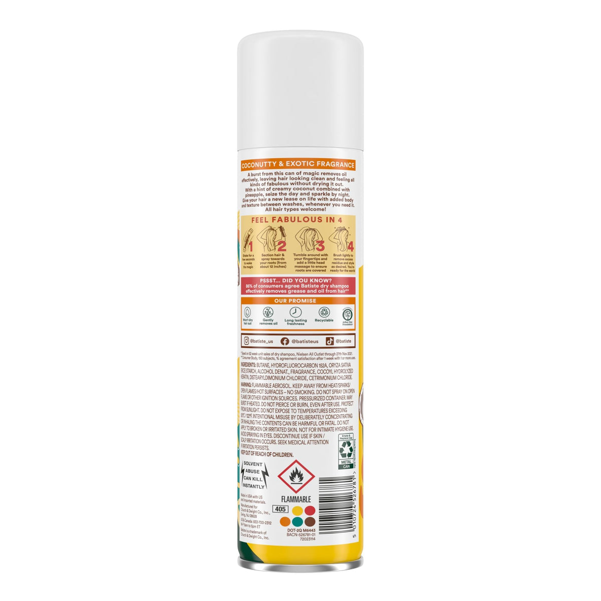 Batiste spray action dispersing fine mist to absorb oil at roots