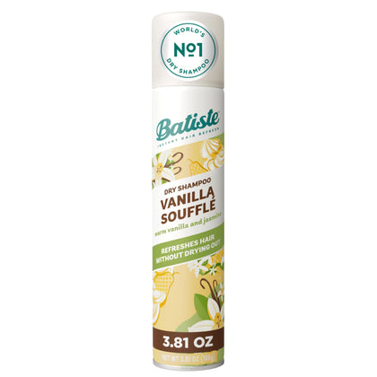 Batiste front can showing Vanilla Souffle label with fresh scent benefit