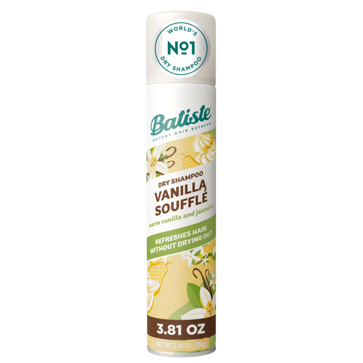 Batiste front can showing Vanilla Souffle label with fresh scent benefit