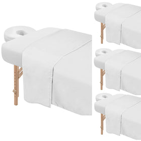 Bavlesfuire front view of four white three-piece sheet sets showing value and readiness