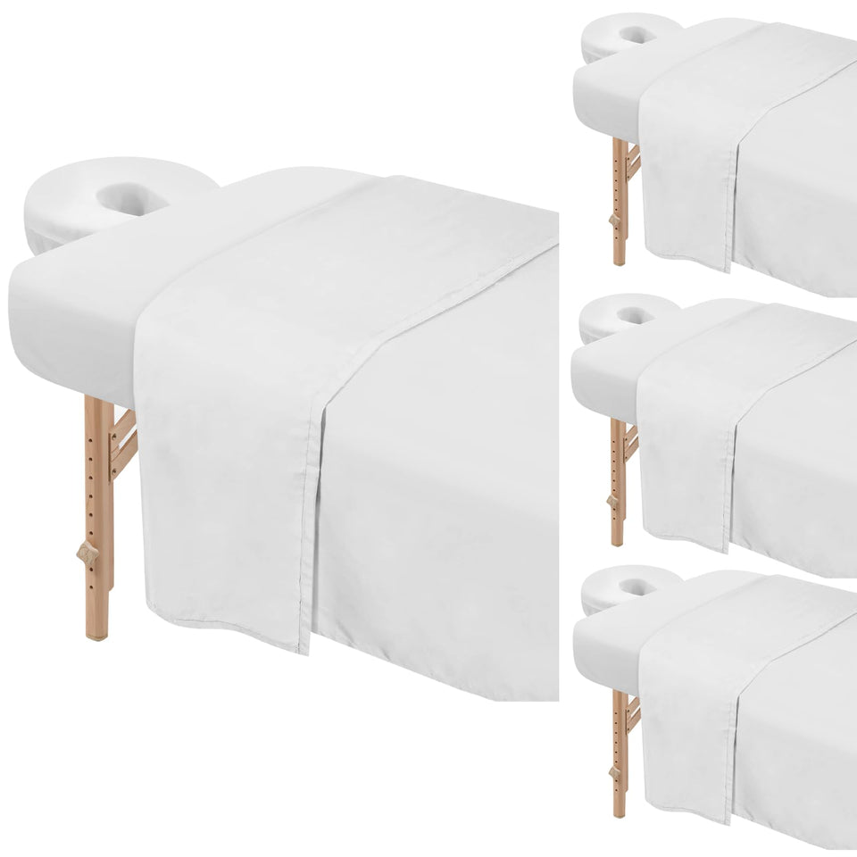 Bavlesfuire front view of four white three-piece sheet sets showing value and readiness