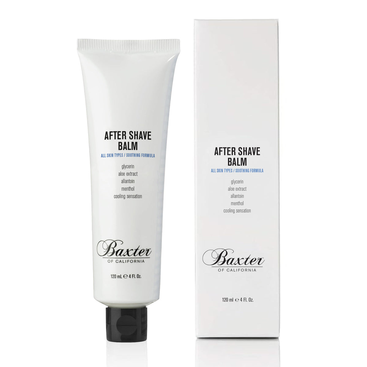 Baxter of California front packaging showing cooling balm and quick soothing